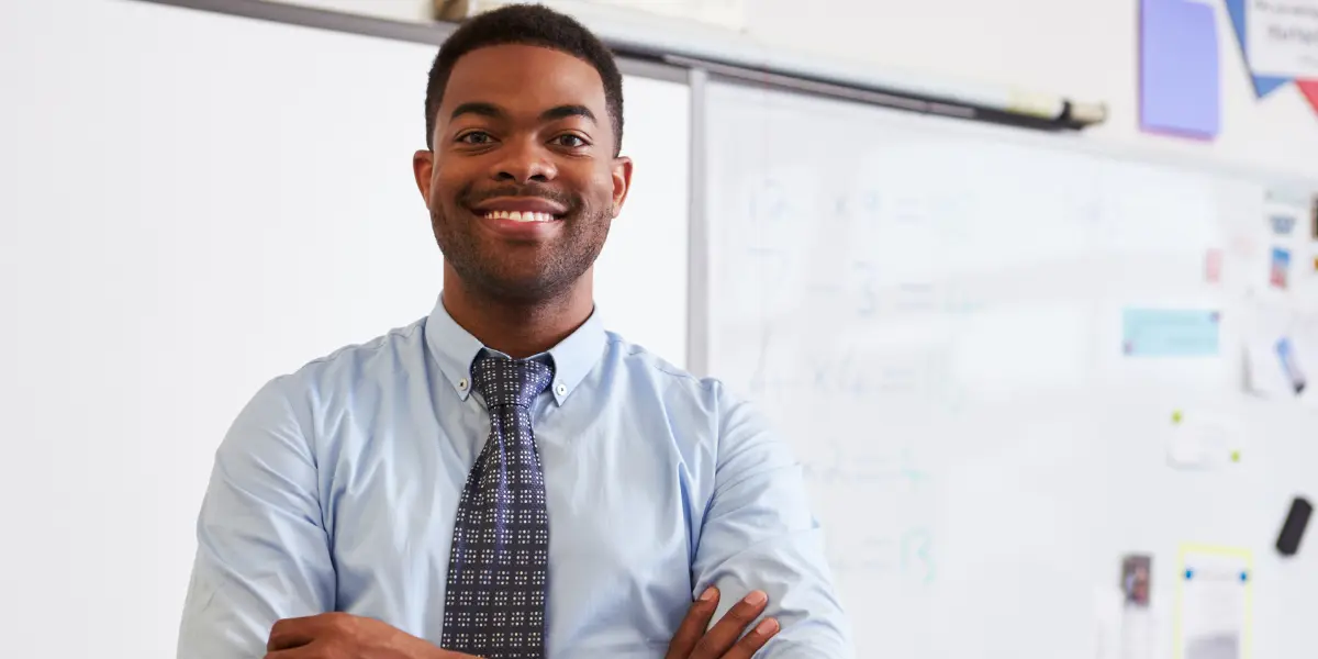 Teacher smiling