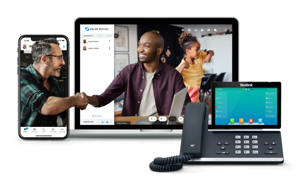 Man talking on business phone mobile app